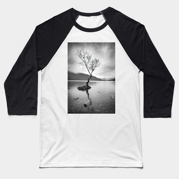 Lone Tree at Llyn Padarn Baseball T-Shirt by TonyNorth